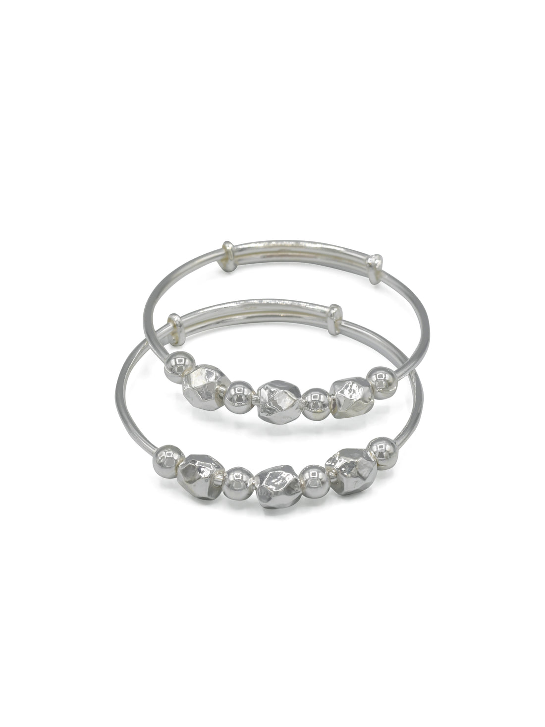 Silver Adjustable Pair Baby Bangle