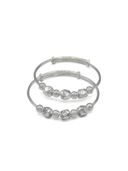 Silver Adjustable Pair Baby Bangle