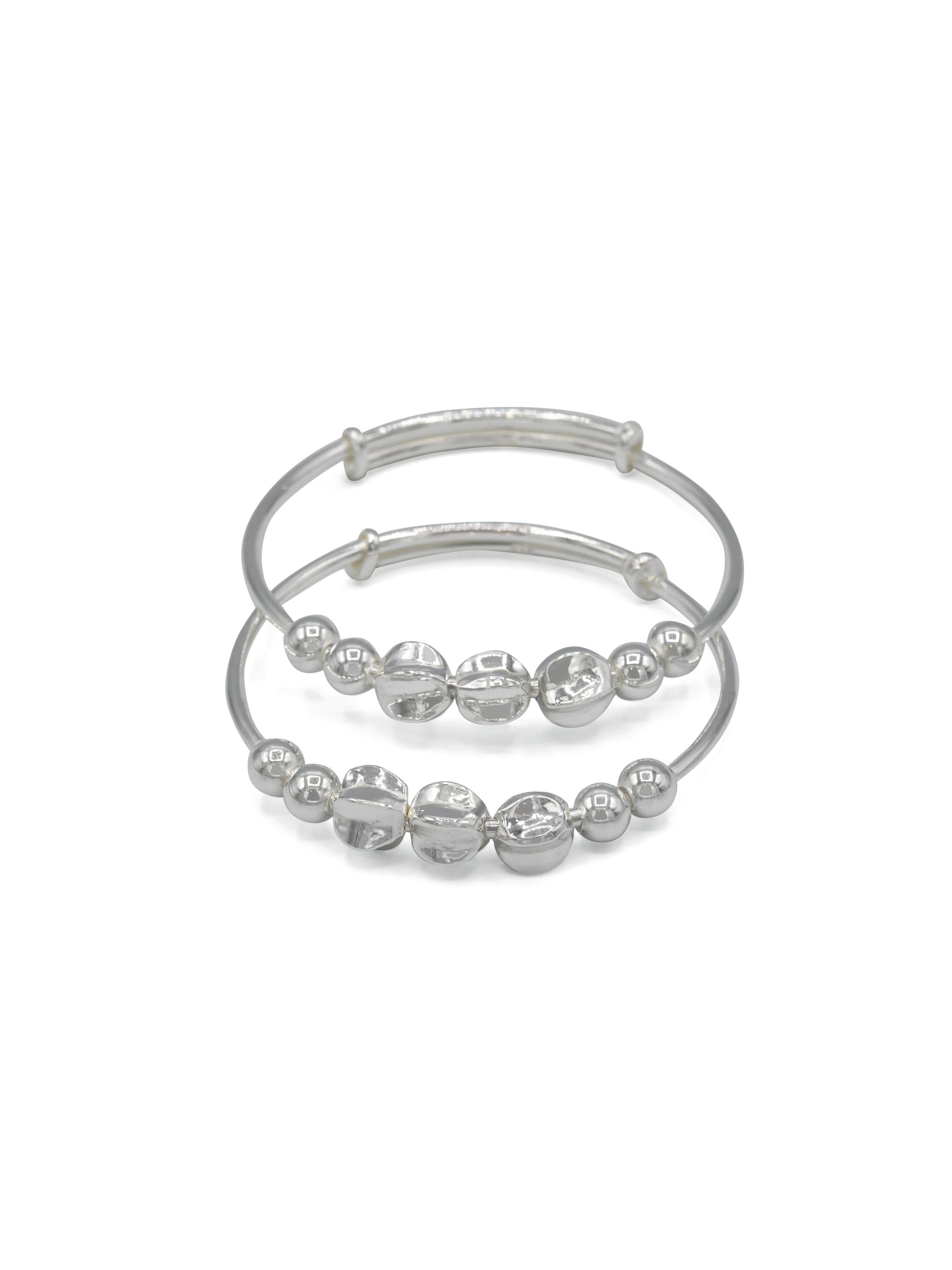 Silver Adjustable Pair Baby Bangle - Roop Darshan