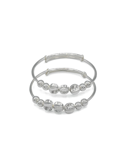 Silver Adjustable Pair Baby Bangle