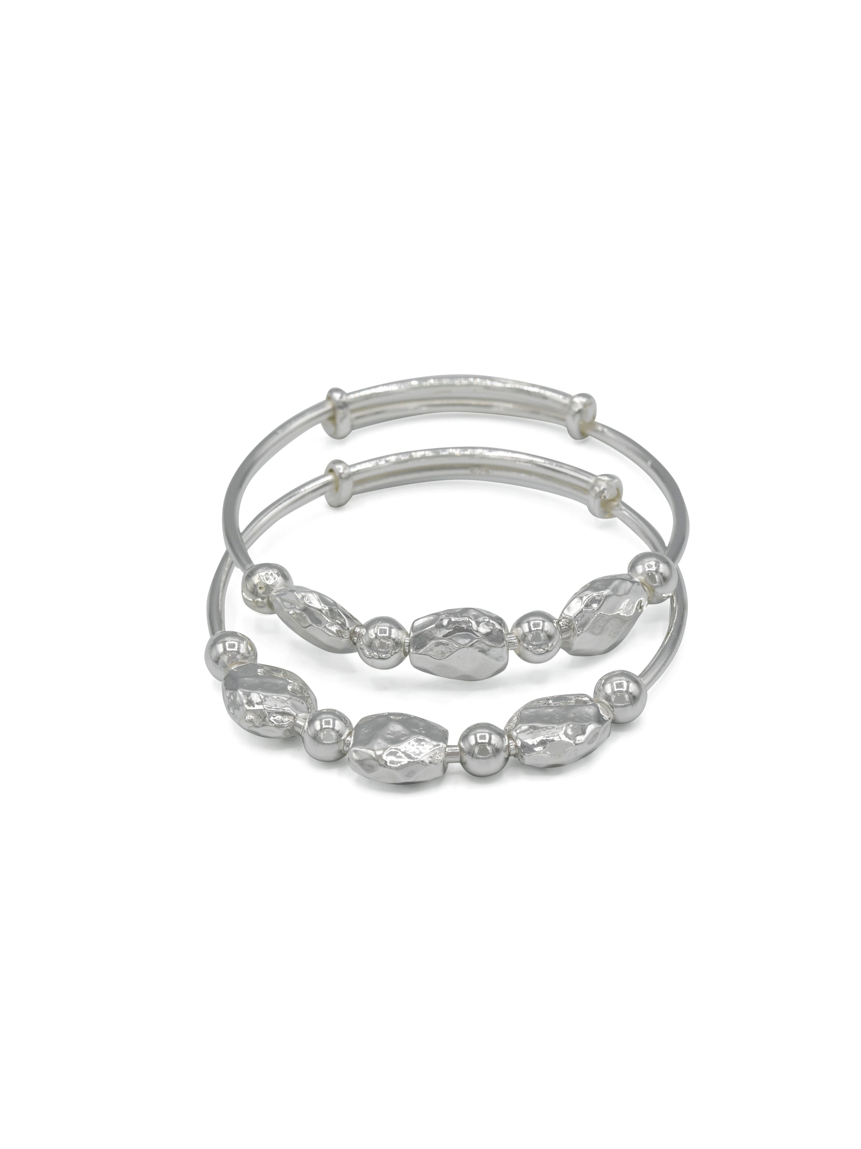 Silver Adjustable Pair Baby Bangle - Roop Darshan