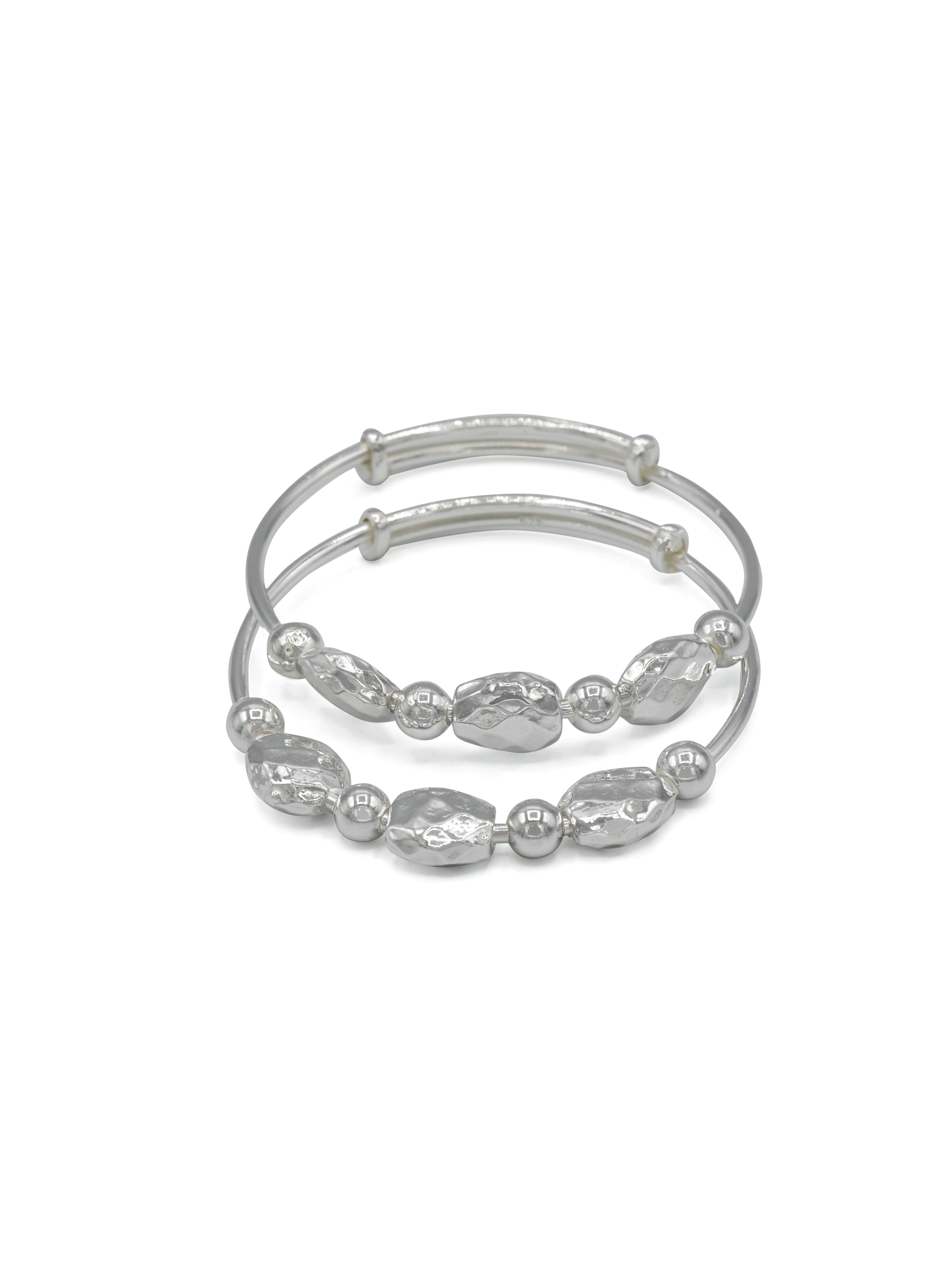 Silver Adjustable Pair Baby Bangle