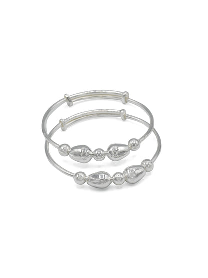 Silver Adjustable Pair Baby Bangle