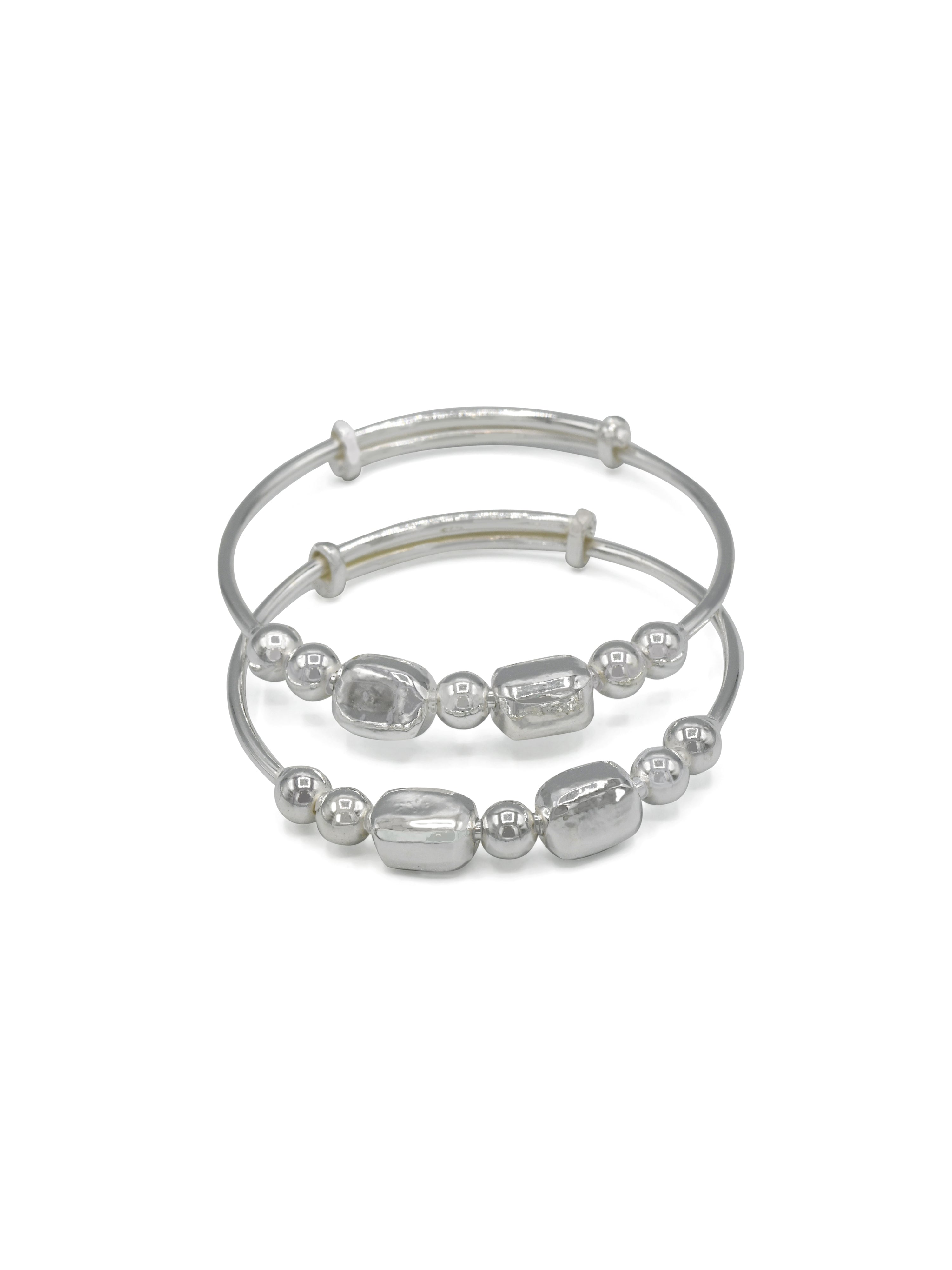 Silver Adjustable Pair Baby Bangle - Roop Darshan