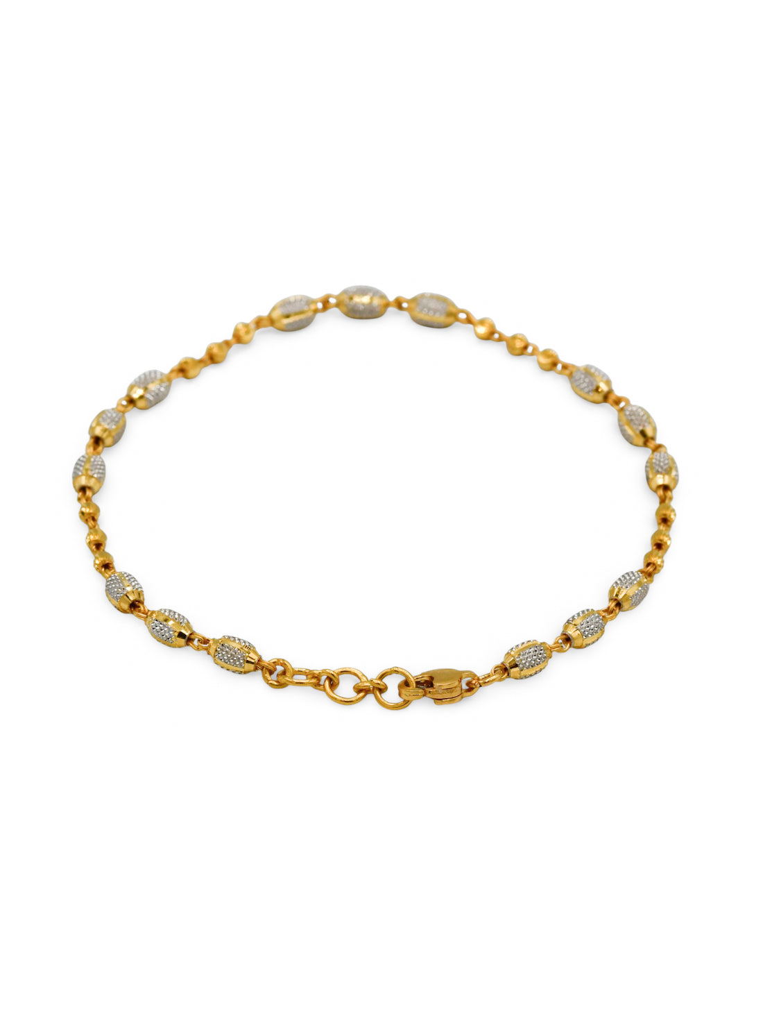 22Ct Gold Two Tone Ball Ladies Bracelet