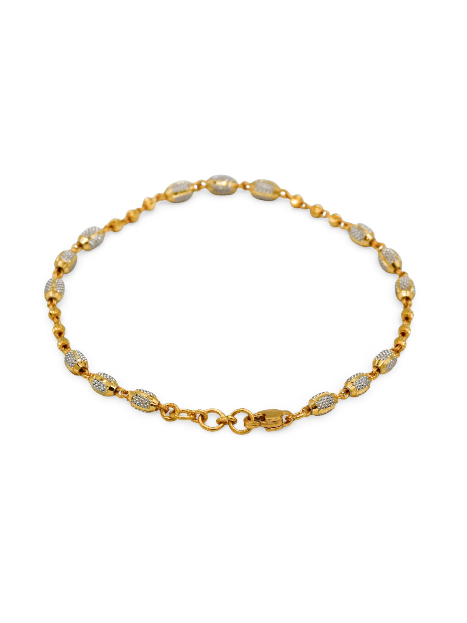 22Ct Gold Two Tone Ball Ladies Bracelet
