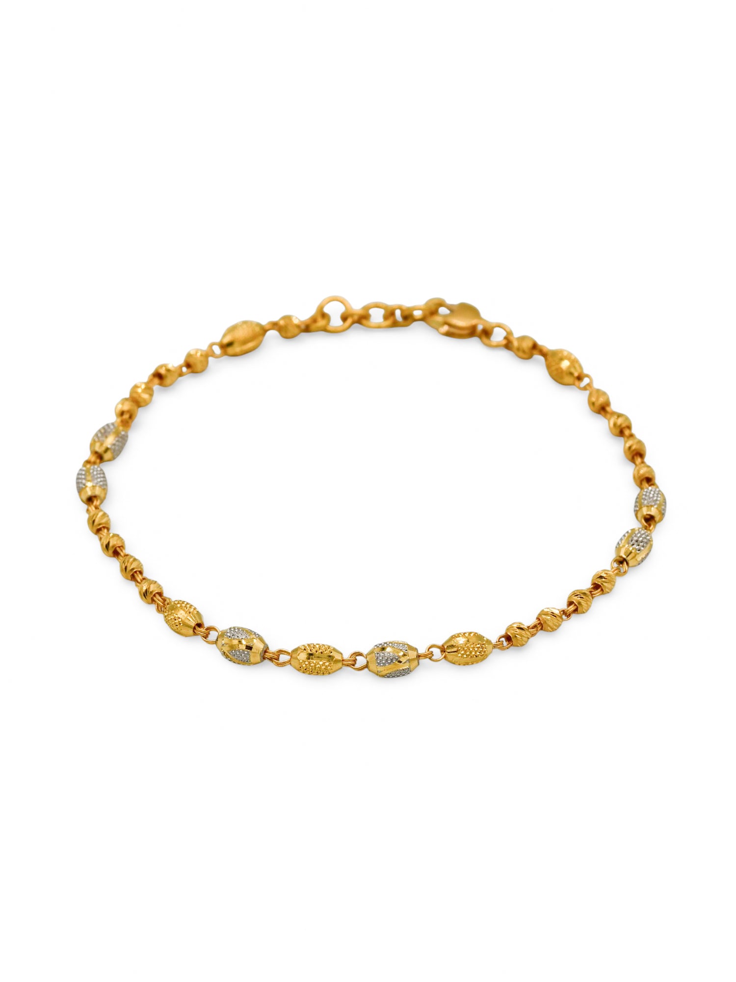 22CT Gold Two Tone Ball Ladies Bracelet