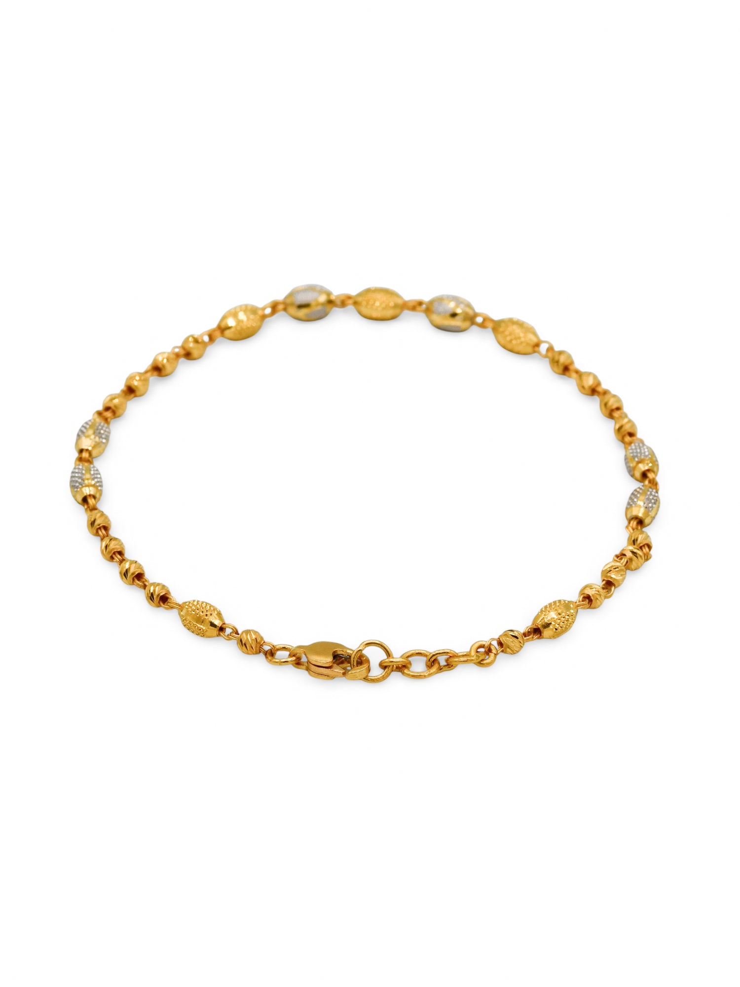 22CT Gold Two Tone Ball Ladies Bracelet