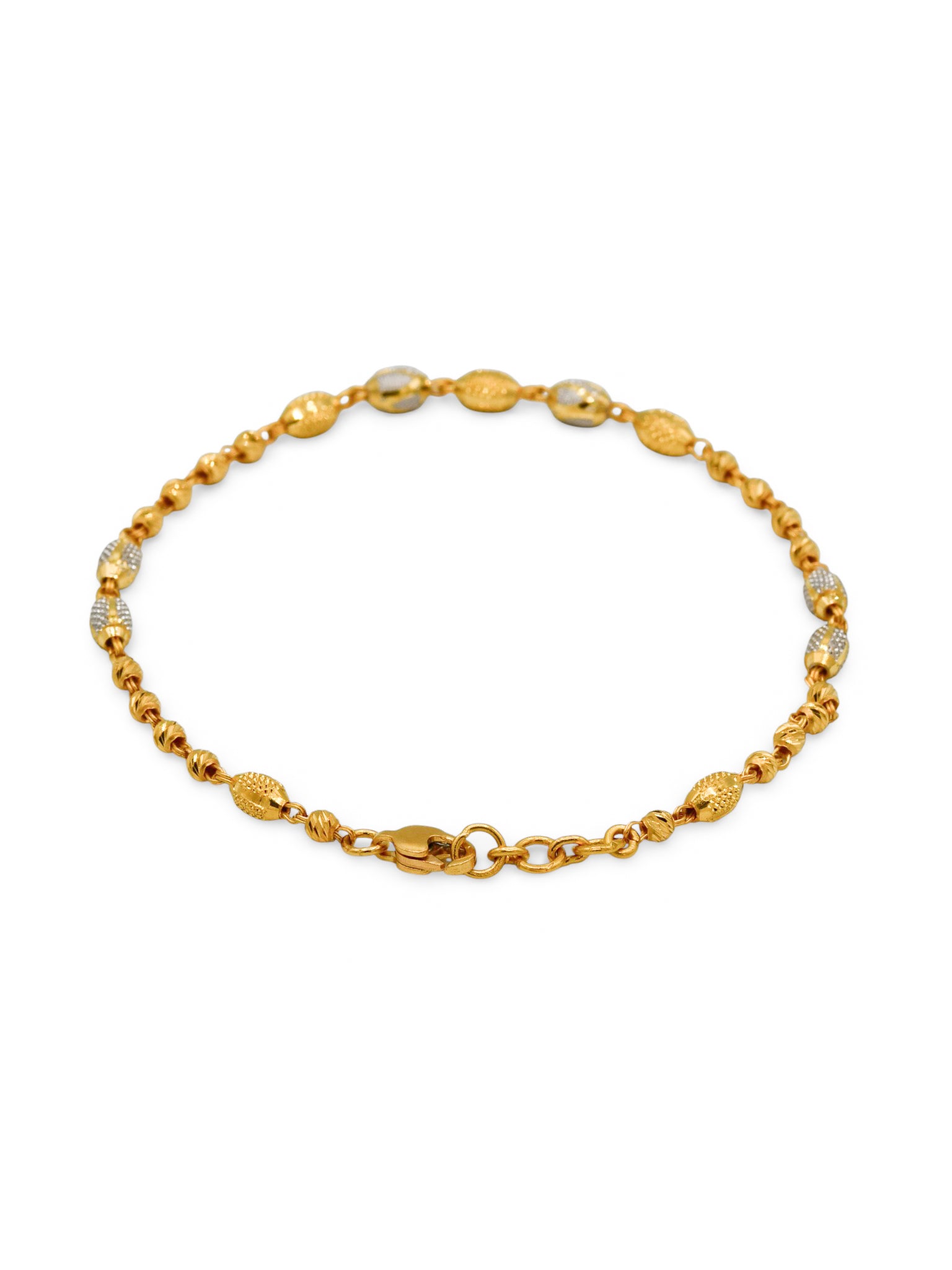 22CT Gold Two Tone Ball Ladies Bracelet