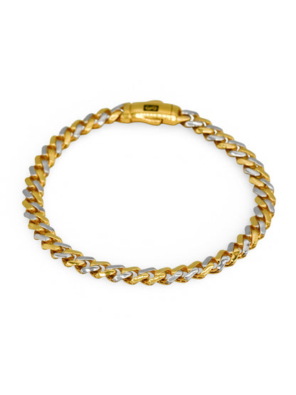 22Ct Gold Two Tone Hollow Curb Monaca Bracelet