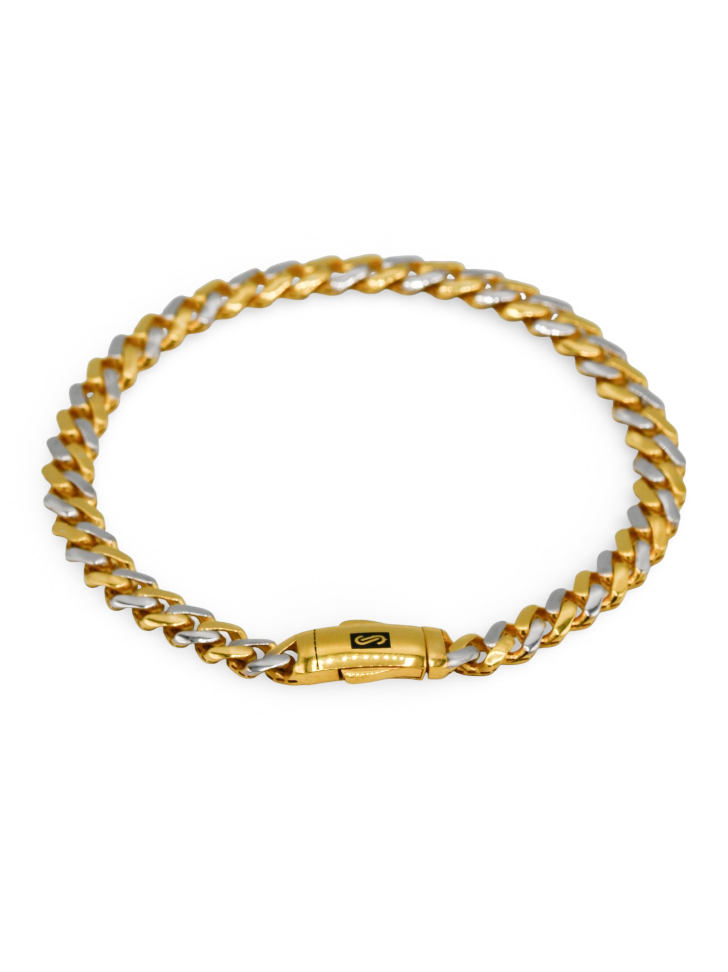 22Ct Gold Two Tone Hollow Curb Monaca Bracelet