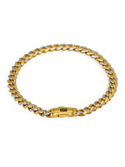 22Ct Gold Two Tone Hollow Curb Monaca Bracelet