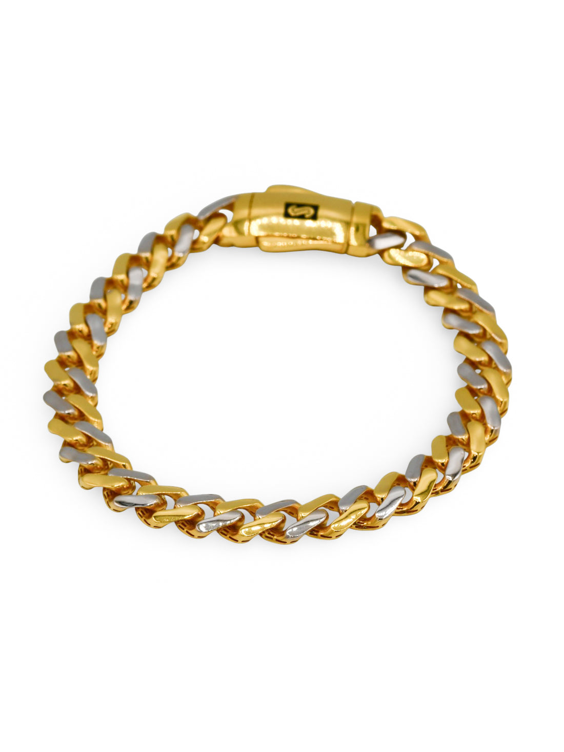 22Ct Gold Two Tone Hollow Curb Monaca Bracelet
