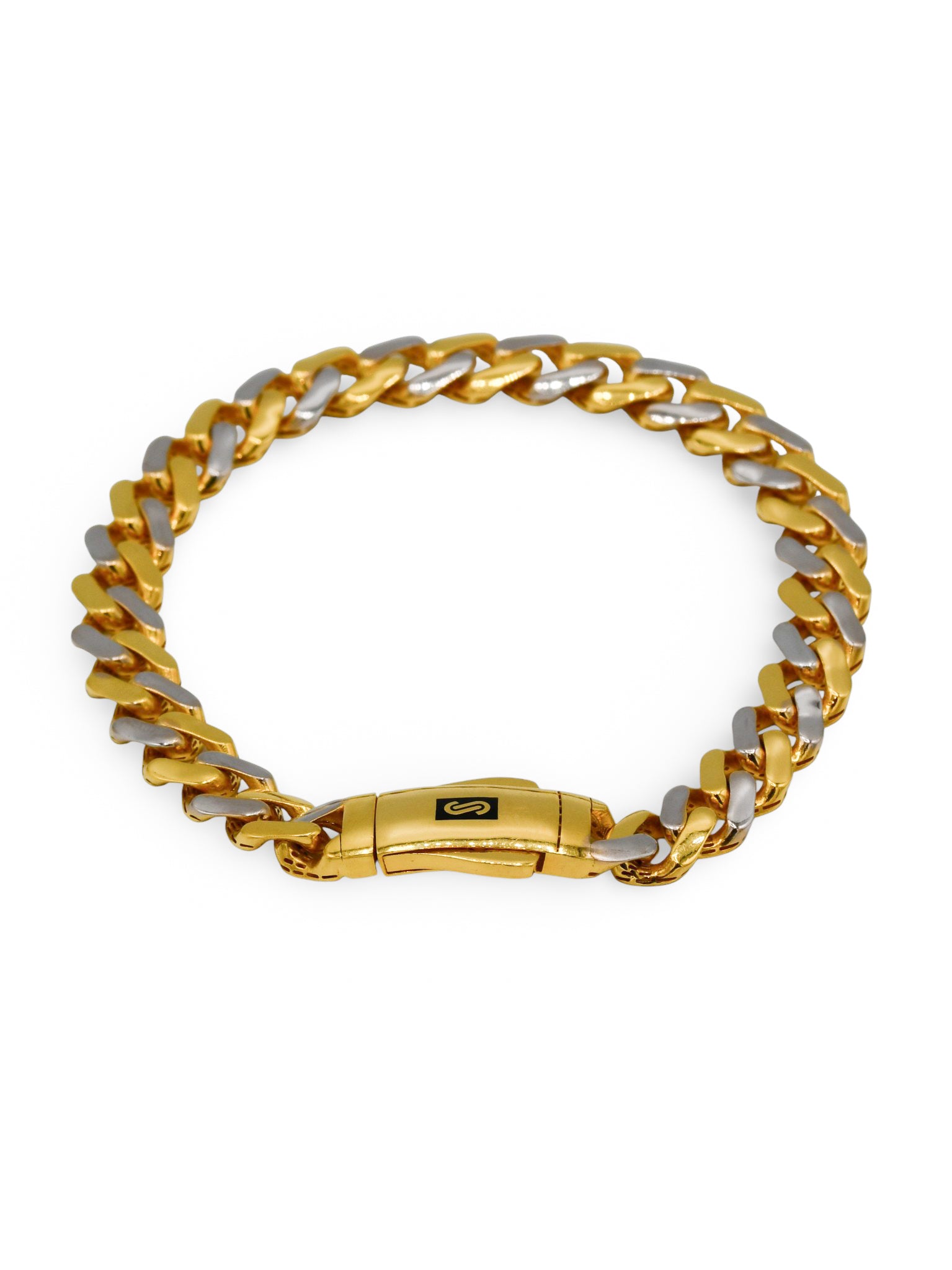 22Ct Gold Two Tone Hollow Curb Monaca Bracelet