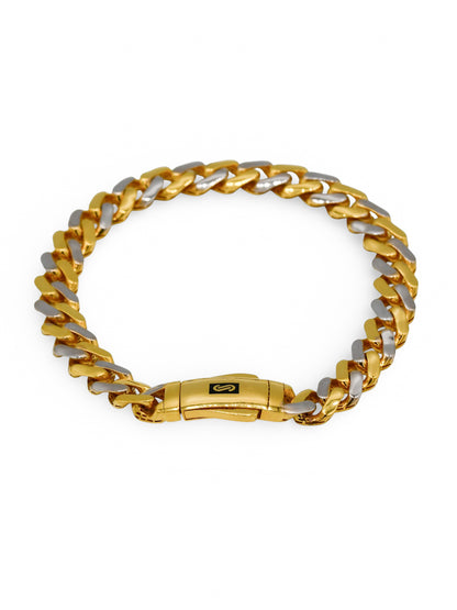 22Ct Gold Two Tone Hollow Curb Monaca Bracelet