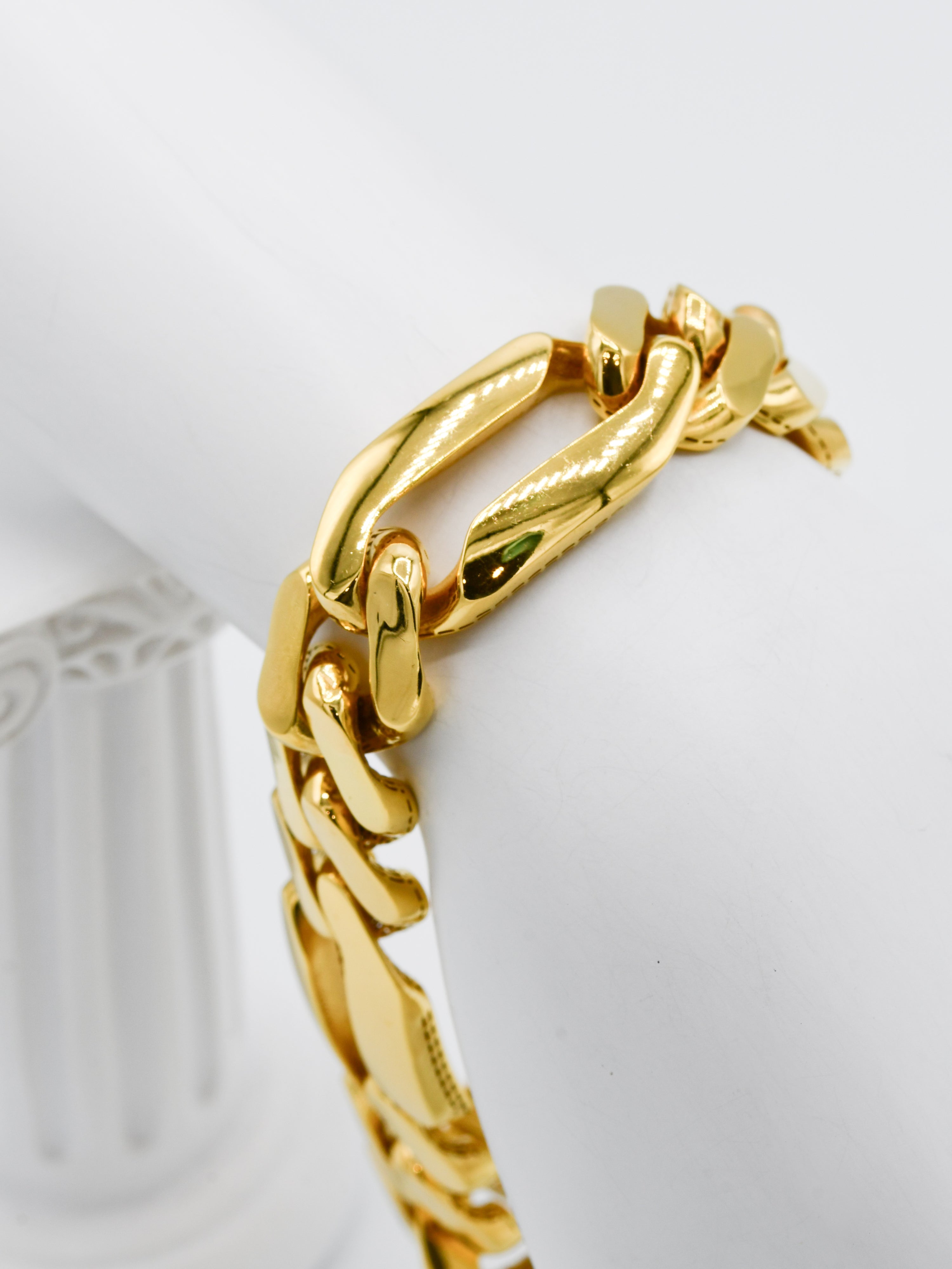 22ct Gold Hollow Figaro Monaco Bracelet - Roop Darshan