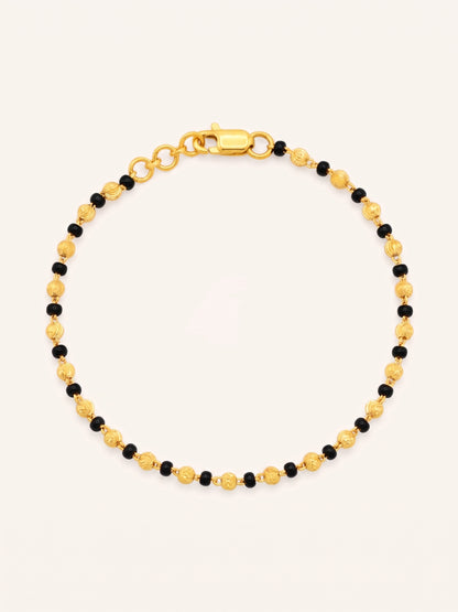 22ct Gold Black Bead Ball Bracelet