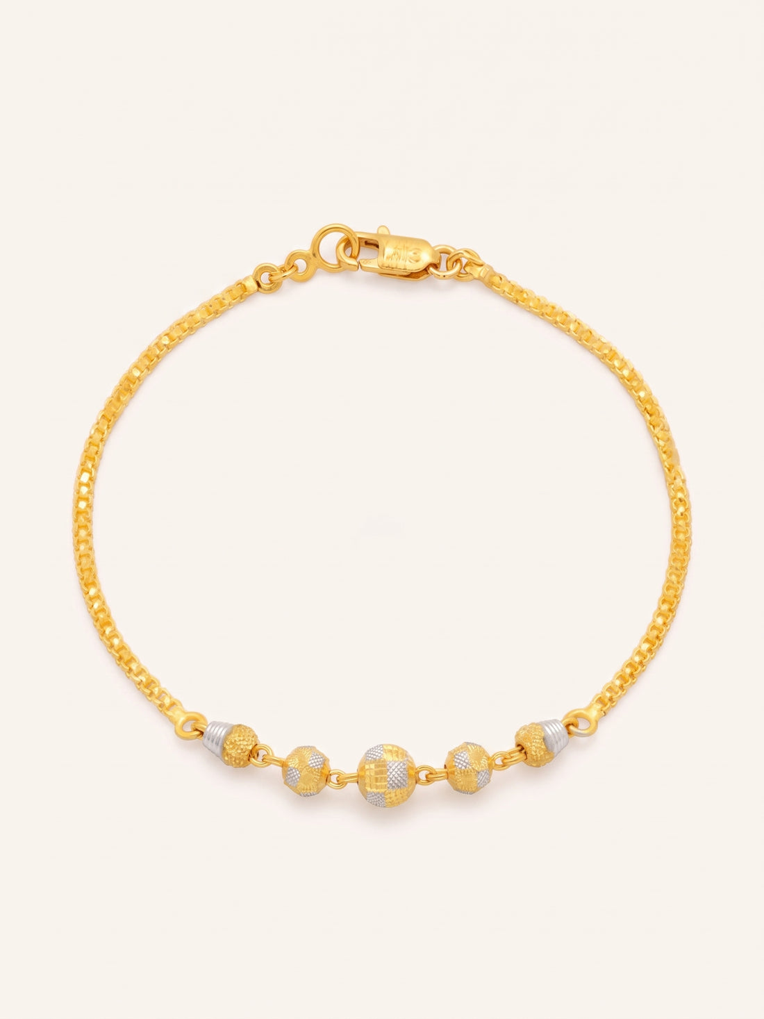 22ct Gold Two Tone Ball Ladies Bracelet