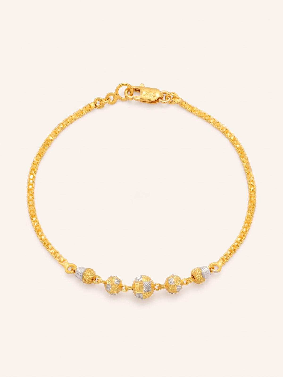 22ct Gold Two Tone Ball Ladies Bracelet