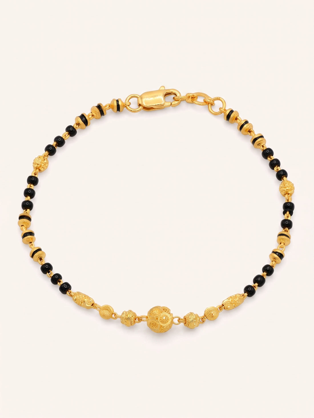 22ct Gold Black Bead Ball Bracelet