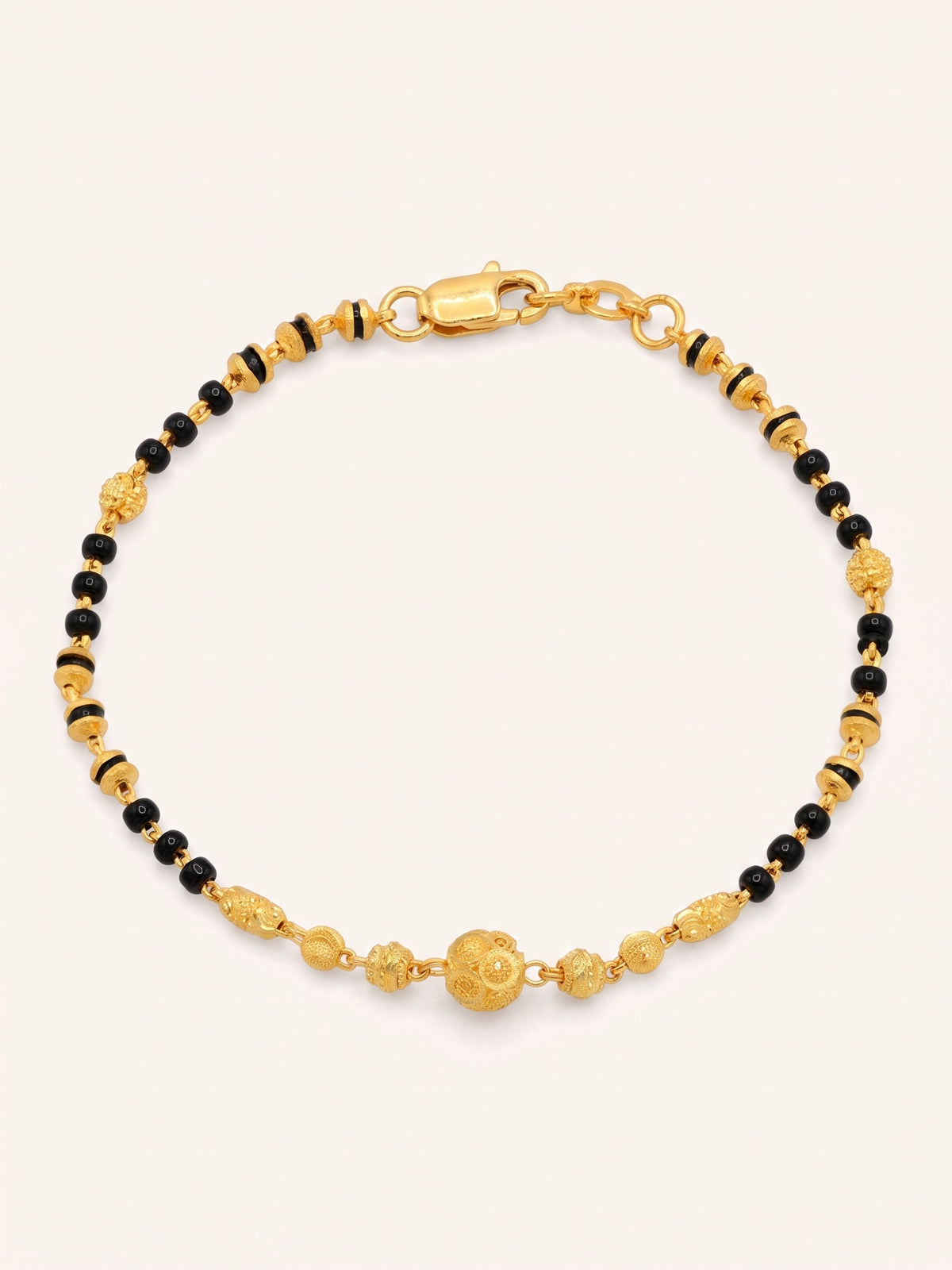 22ct Gold Black Bead Ball Bracelet