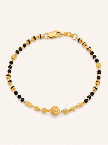 22ct Gold Black Bead Ball Bracelet