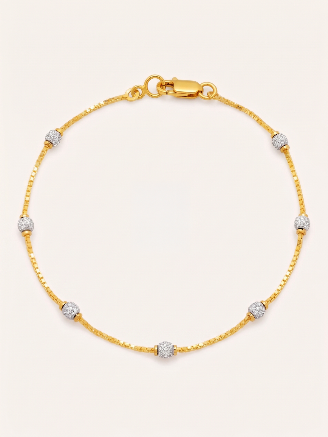 22ct Gold Two Tone Ball Bracelet