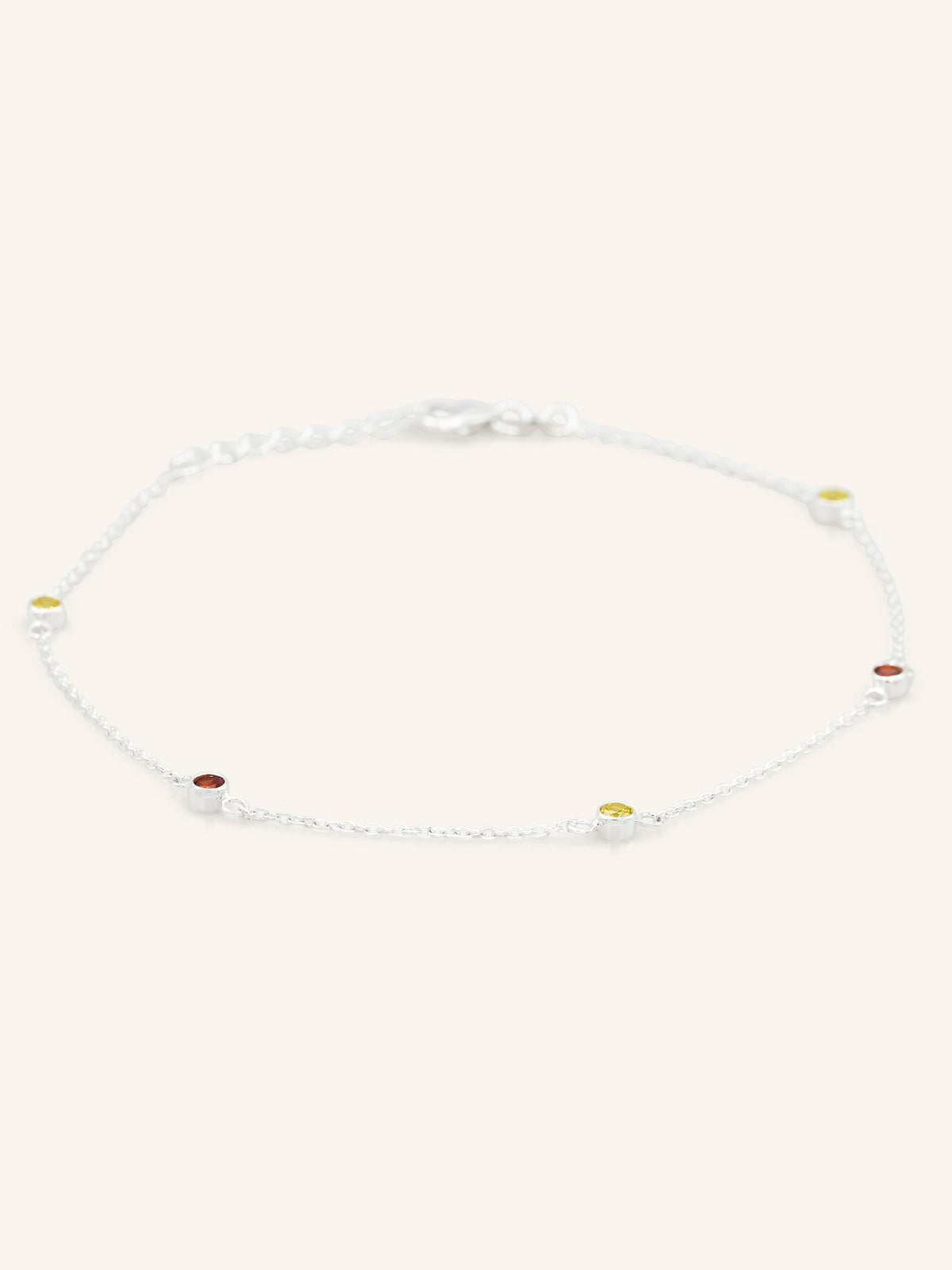 Colorful CZ Sterling Silver Anklet