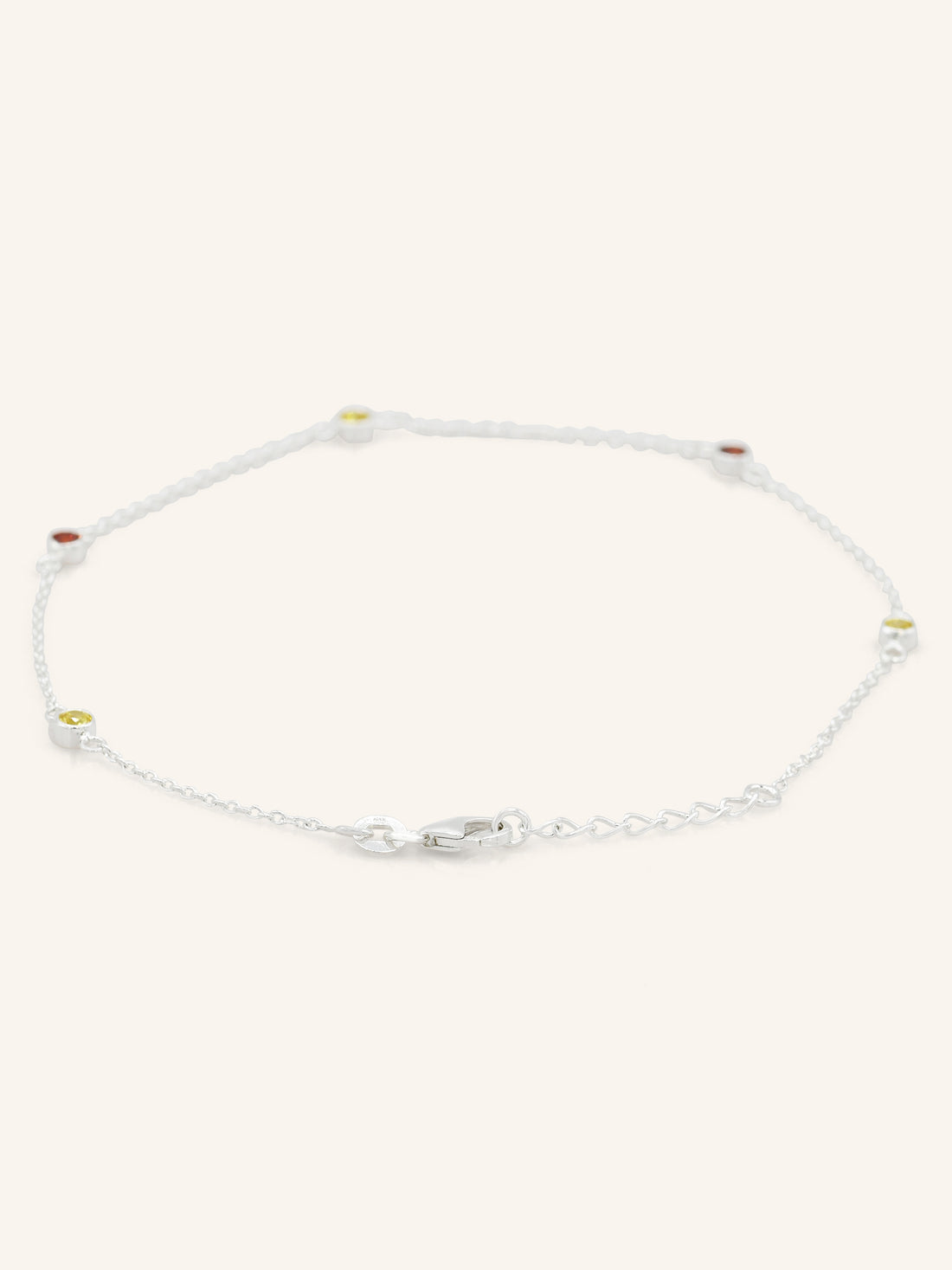 Colorful CZ Sterling Silver Anklet