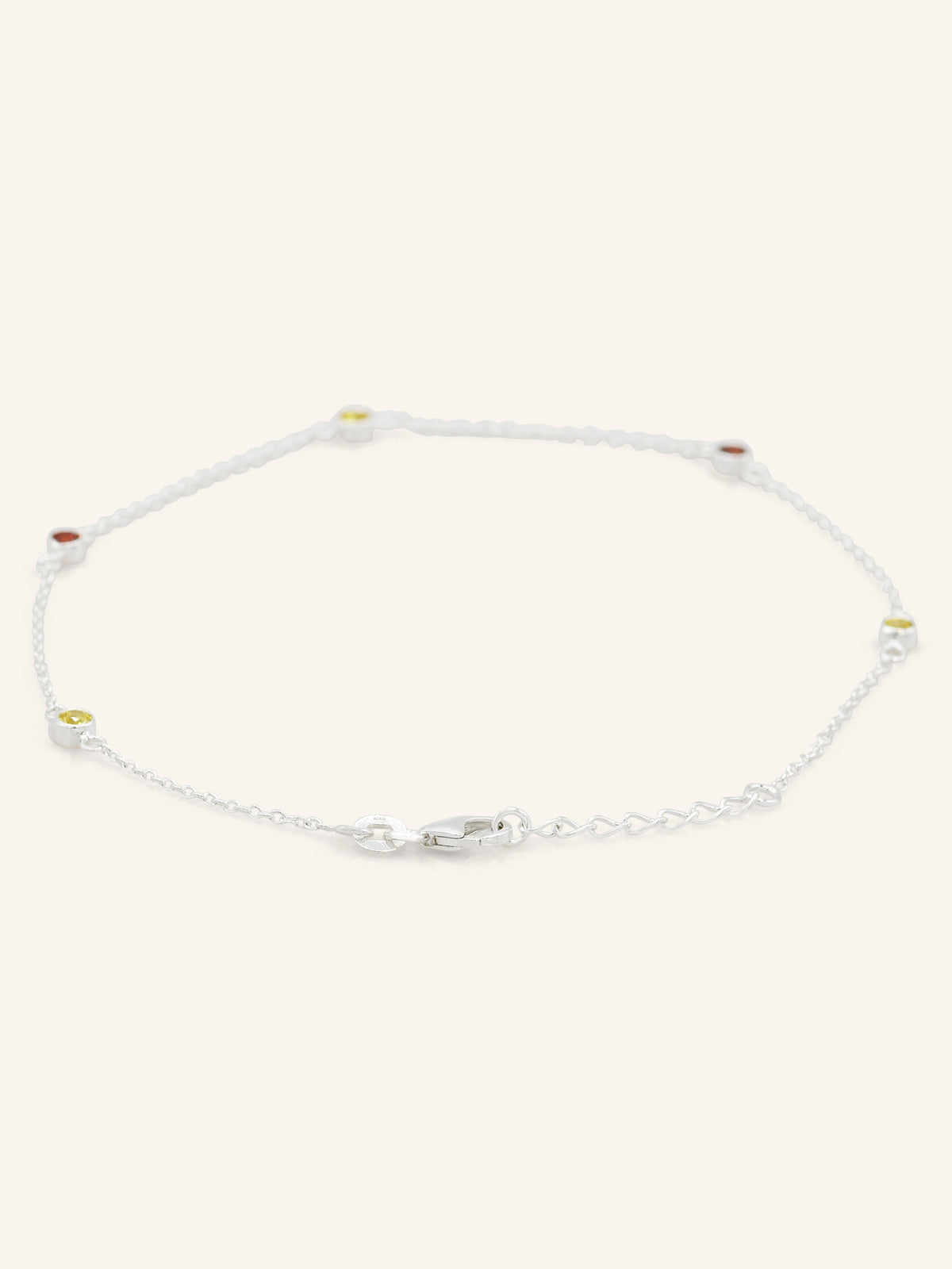 Colorful CZ Sterling Silver Anklet