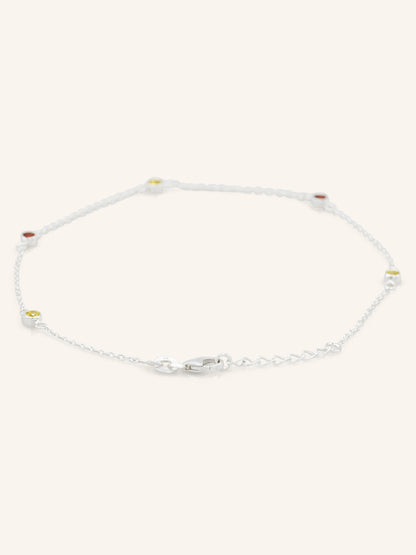 Colorful CZ Sterling Silver Anklet