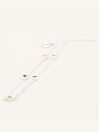 Colorful CZ Sterling Silver Anklet
