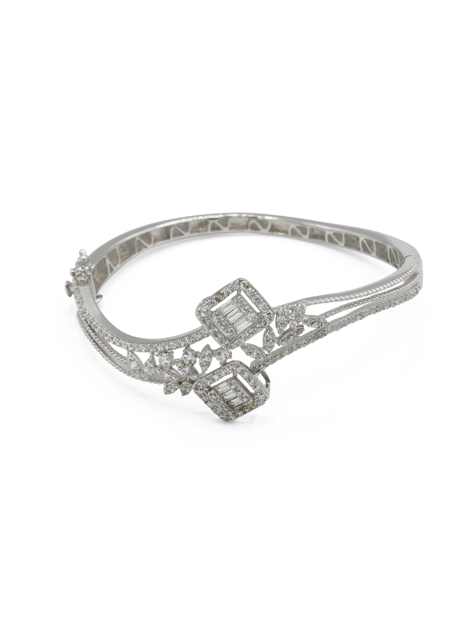 Sterling Silver CZ Ladies Bangle - Roop Darshan