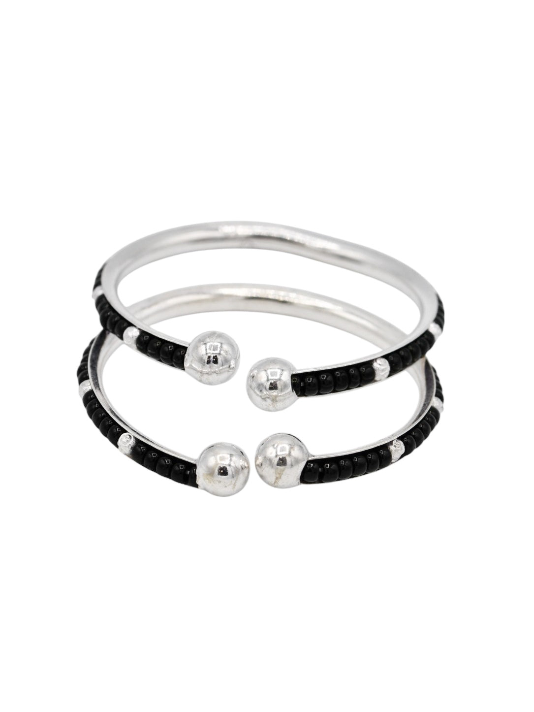 Silver Black Beads Pair Baby Bangle - Roop Darshan