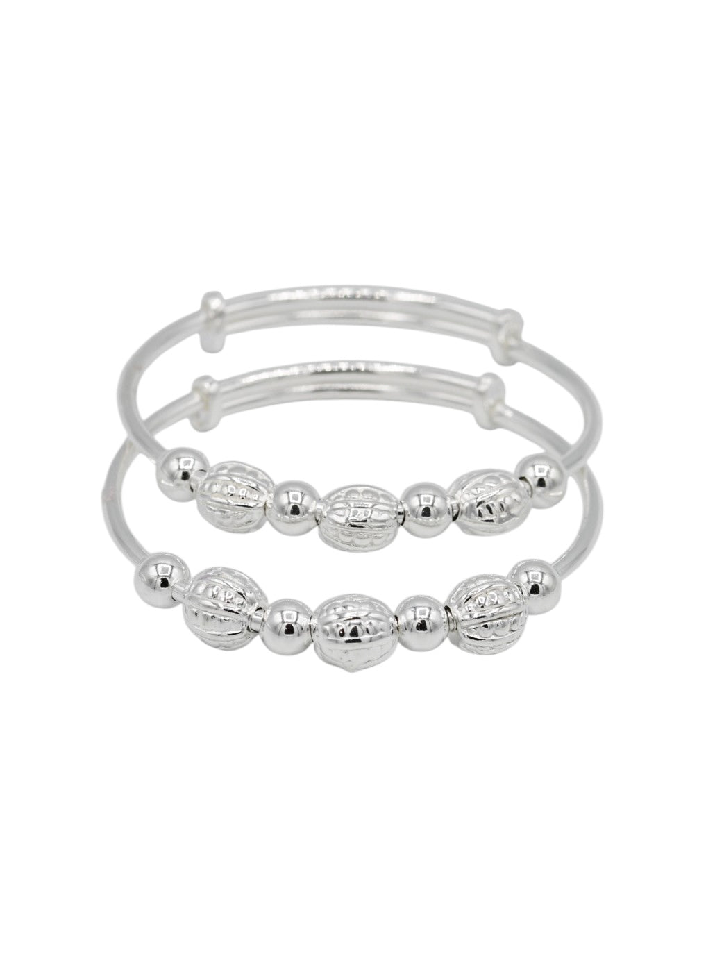 Silver Adjustable Pair Baby Bangle - Roop Darshan