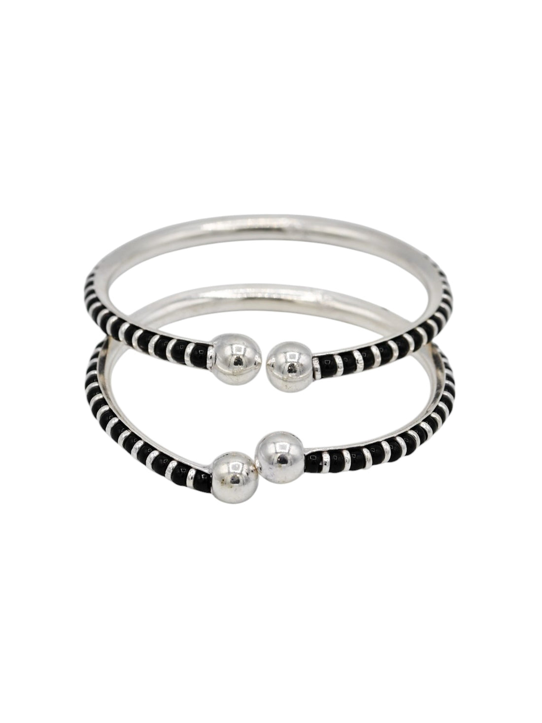Silver Black Beads Pair Baby Bangle - Roop Darshan