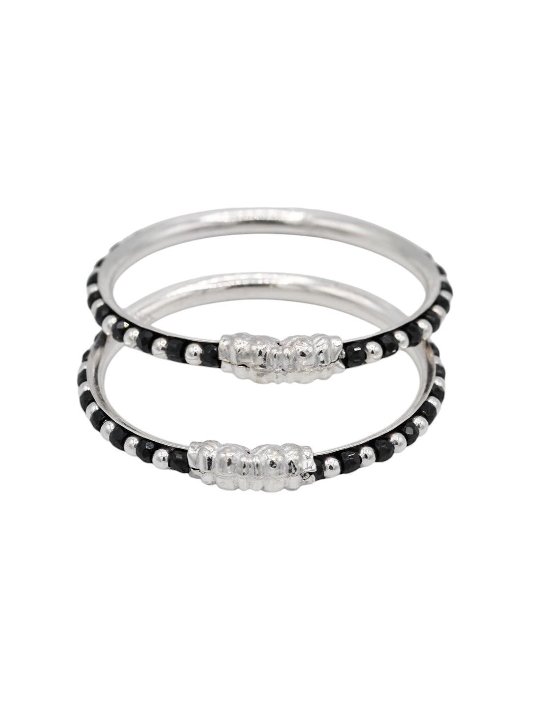 Silver Black Beads Pair Baby Bangle - Roop Darshan