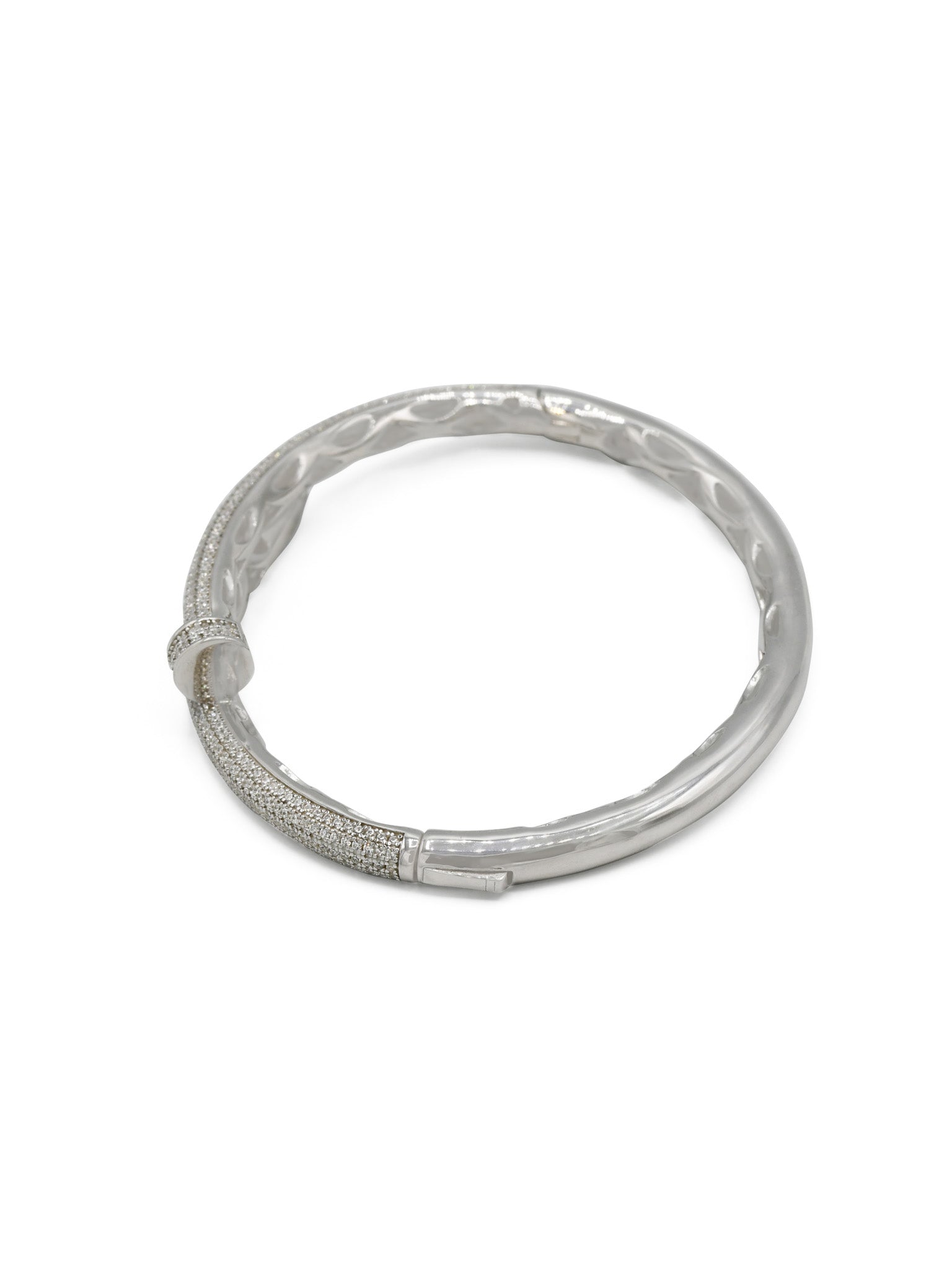Sterling Silver CZ Ladies Bangle - Roop Darshan