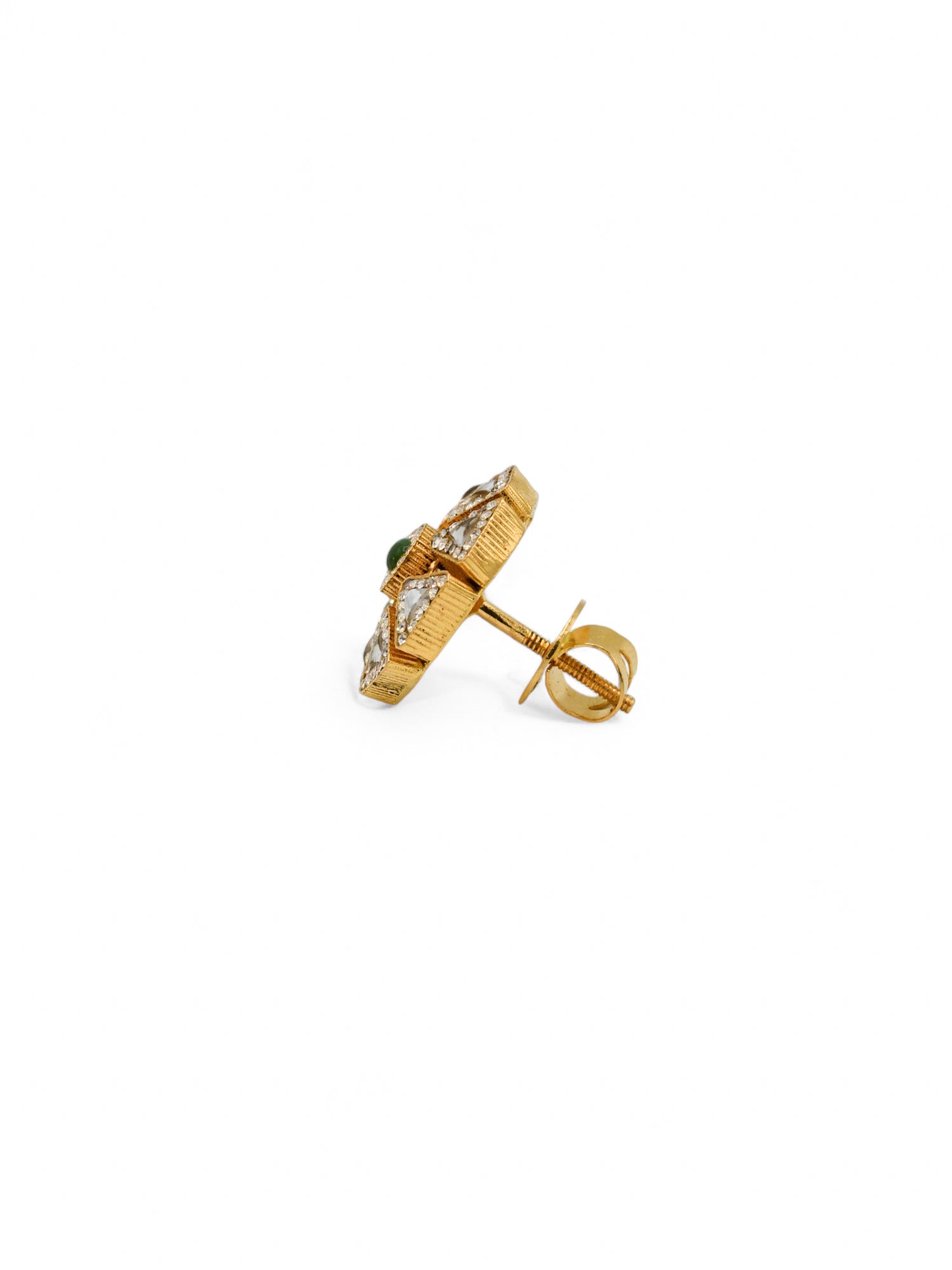22ct Gold Antique CZ Kundan Earrings