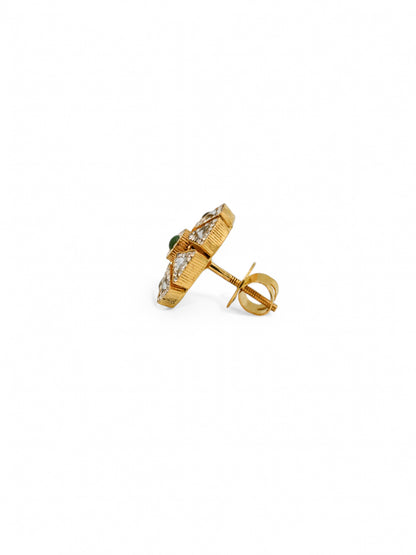 22ct Gold Antique CZ Kundan Earrings