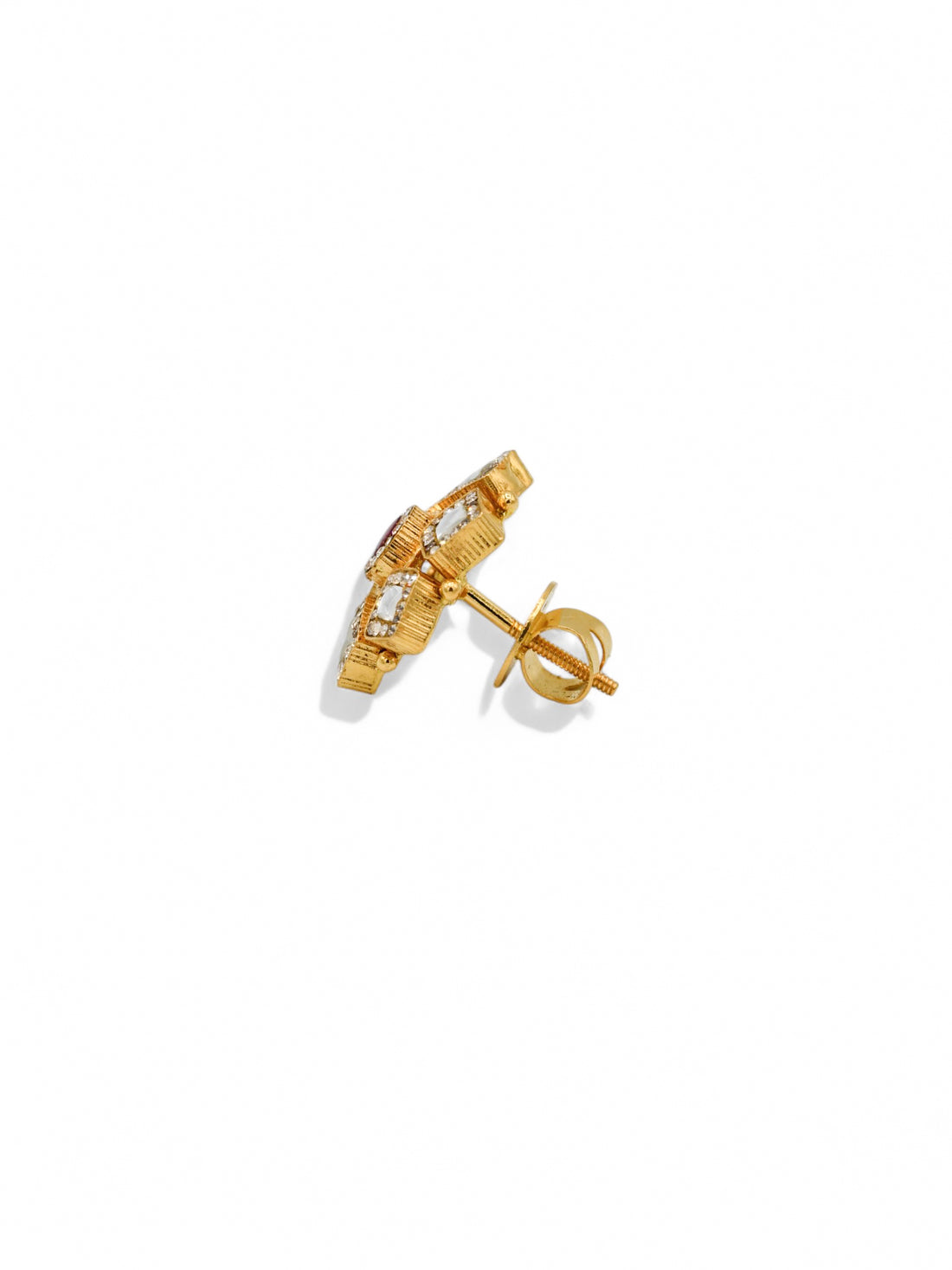 22ct Gold Antique CZ Kundan Earrings