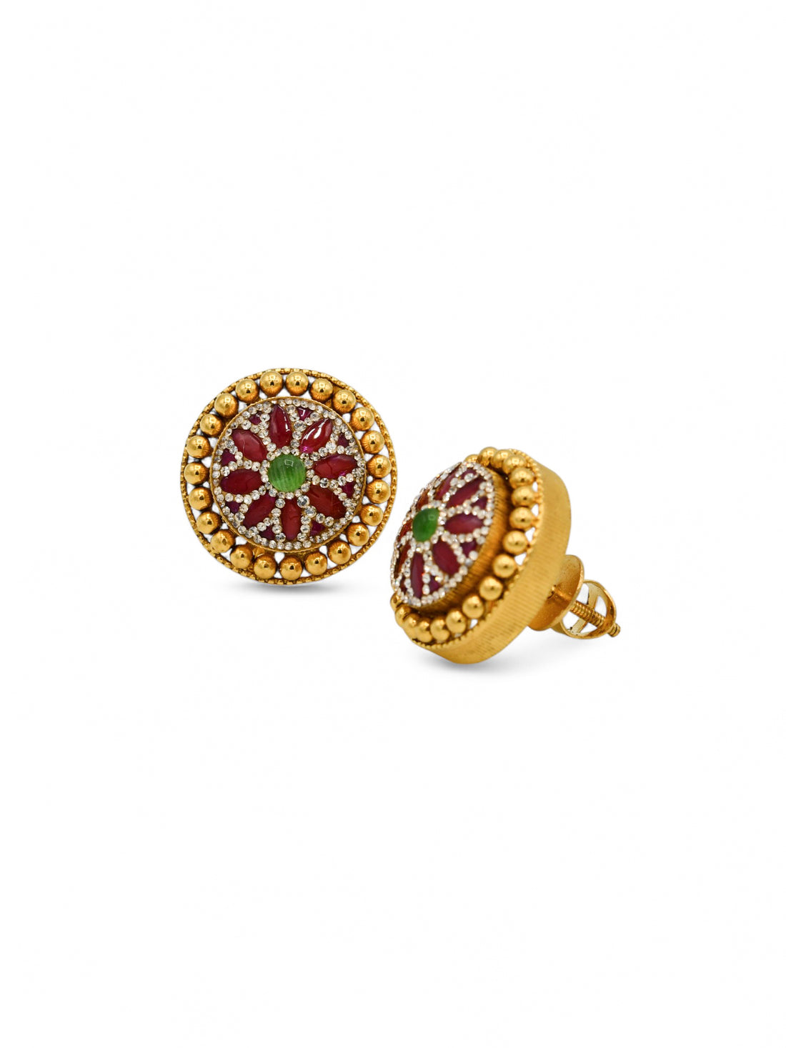 22ct Gold Antique CZ Kundan Earrings