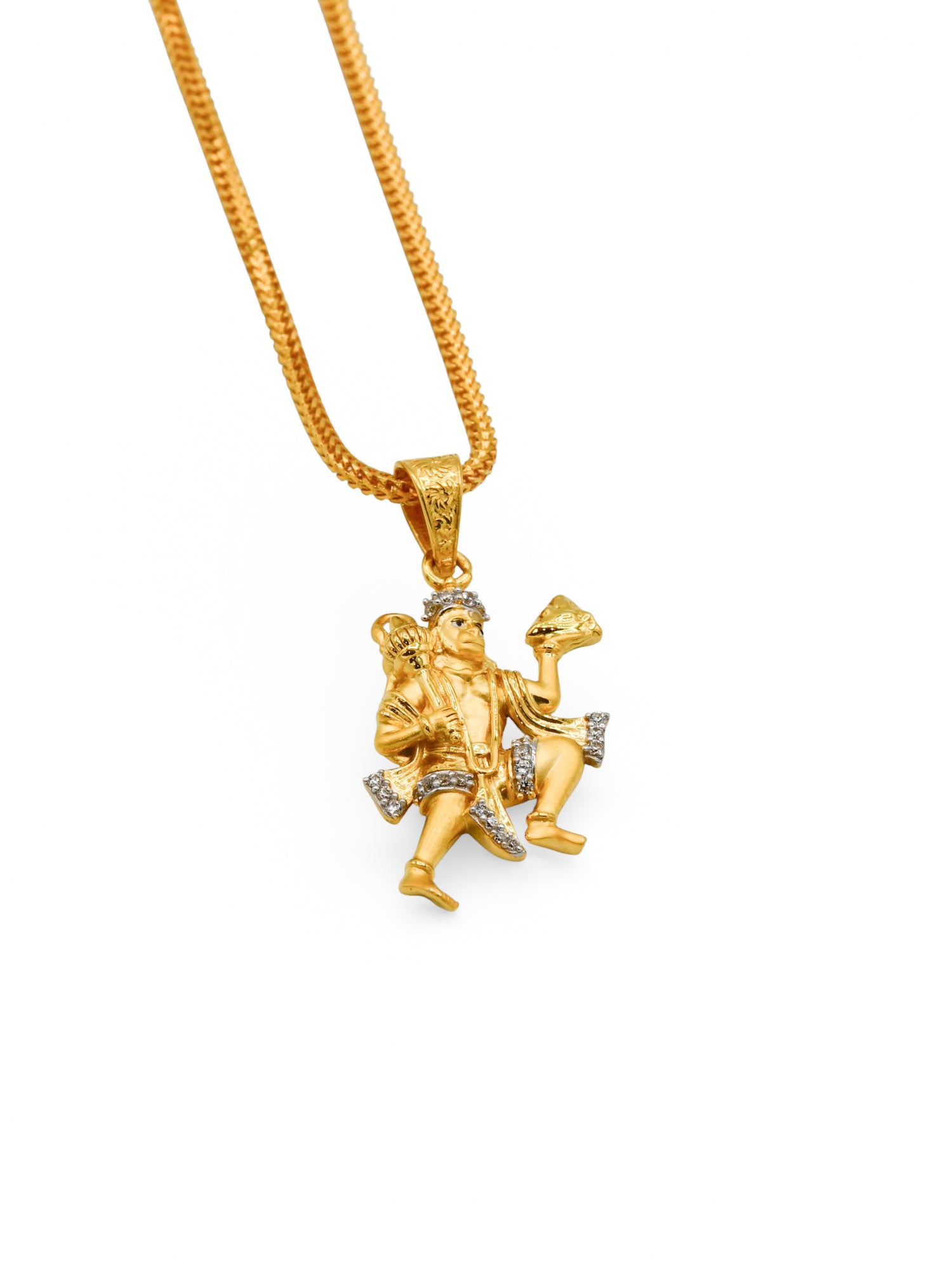 22Ct Gold CZ Hanumanji Pendant