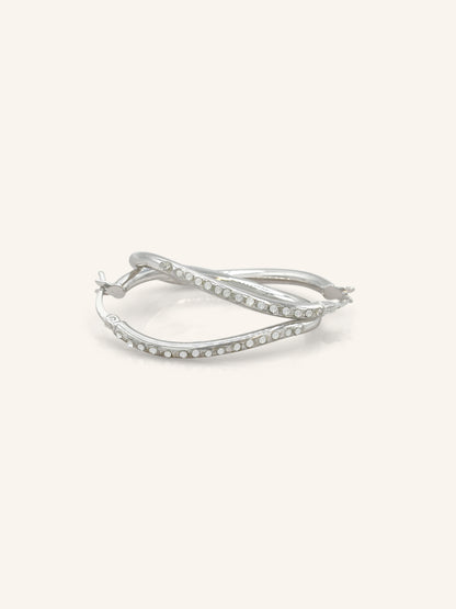 Sterling Silver Wavy CZ Balis