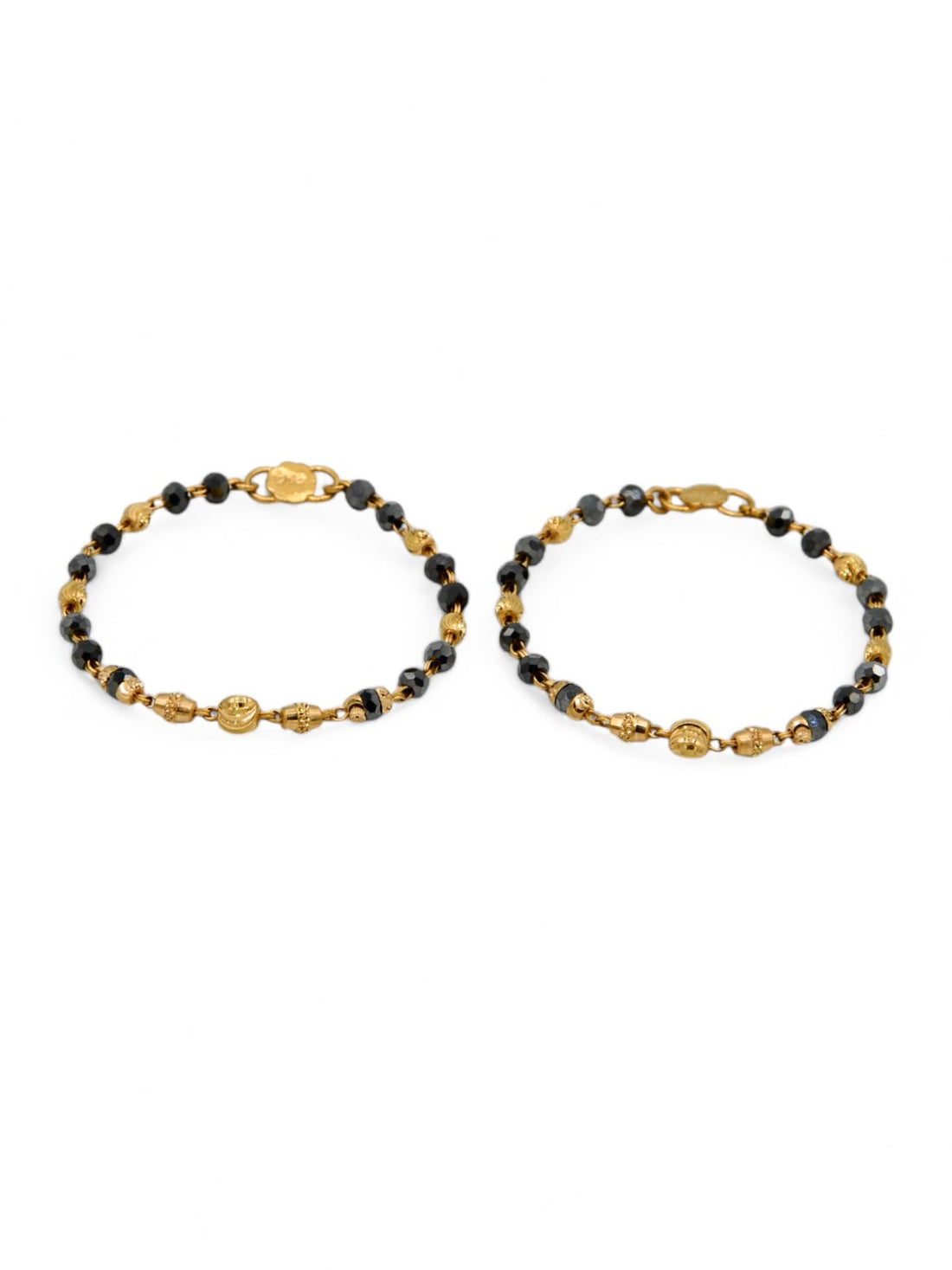 22ct Gold Ball Crystal Pair Baby Bracelet - Roop Darshan