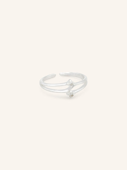 Double CZ Sterling Silver Toe Ring