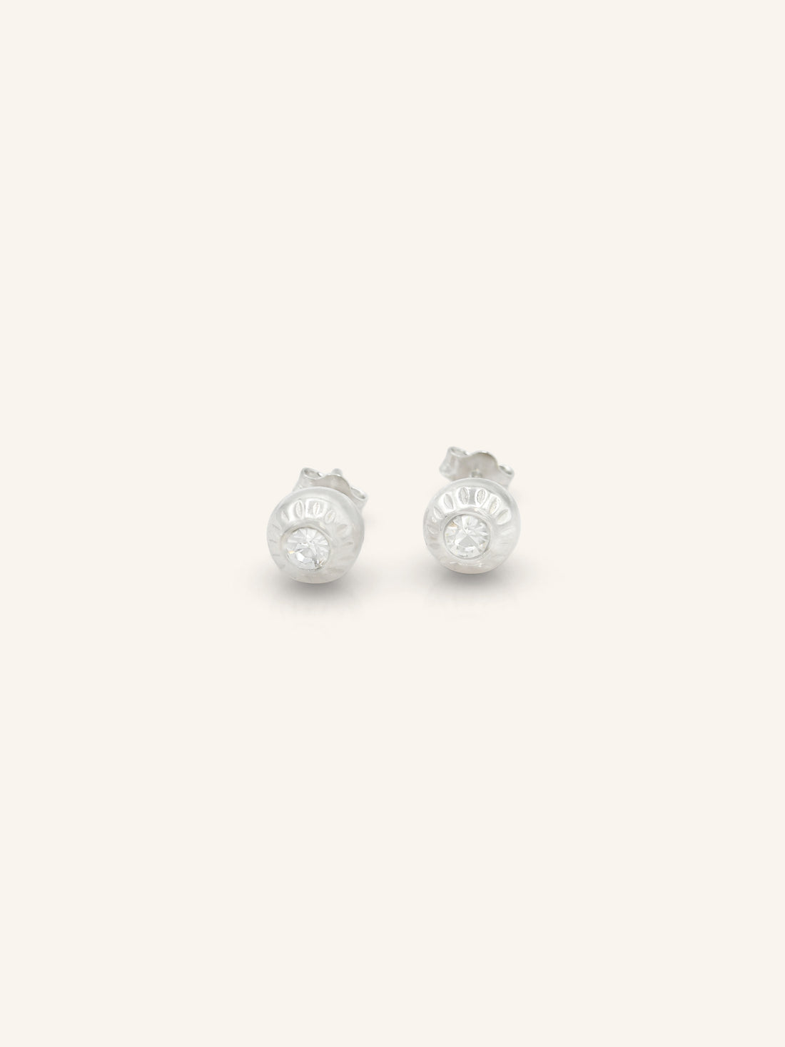 CZ Textured Ball Sterling Silver Studs