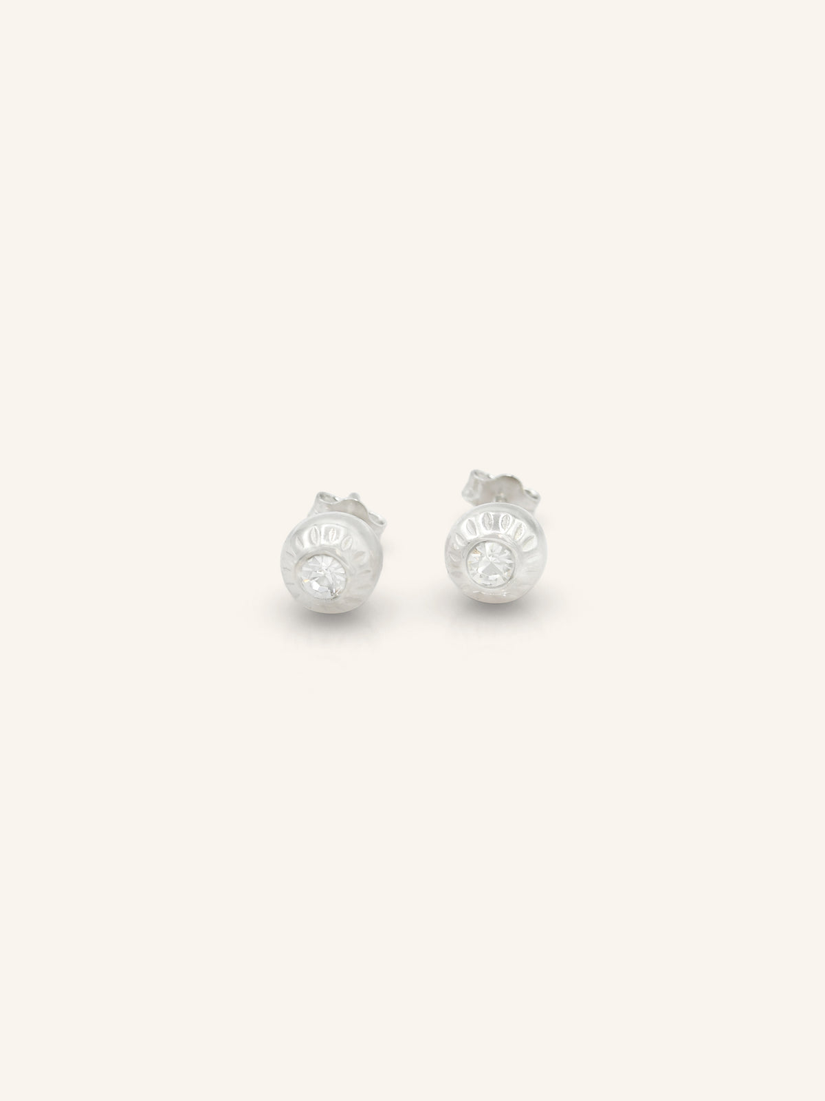 CZ Textured Ball Sterling Silver Studs