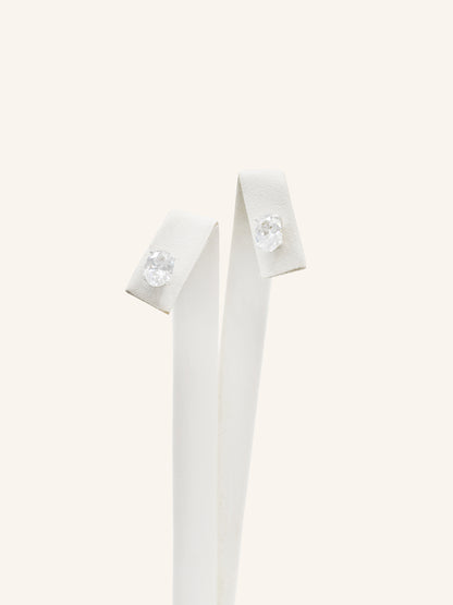 Oval CZ Sterling Silver Studs