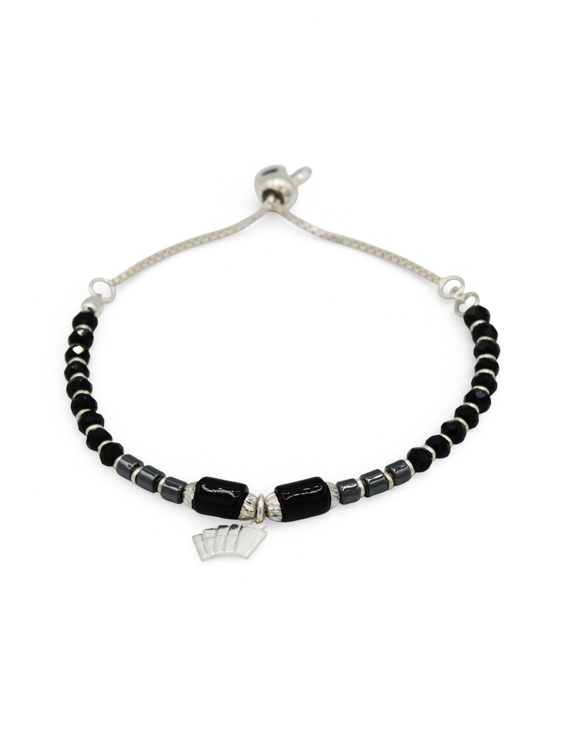 Sterling Silver Black Beads adjustable Baby Bracelet - Roop Darshan